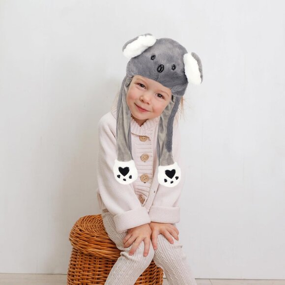 Kids Koala Animal Hat with Ears Moving Jumping Pop Up Beating Plush Holiday - Picture 6 of 7